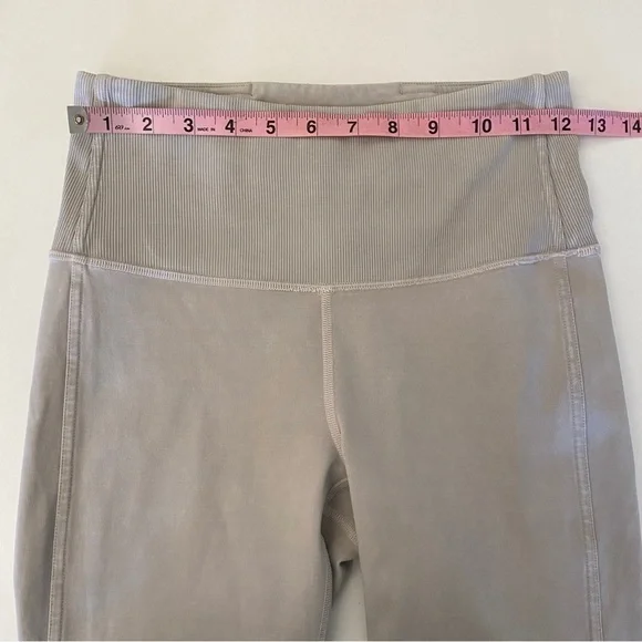 Lululemon || Wunder Under Crop 23"  Ribbed in Washed French Clay Gray Beige 4 - Picture 7 of 11